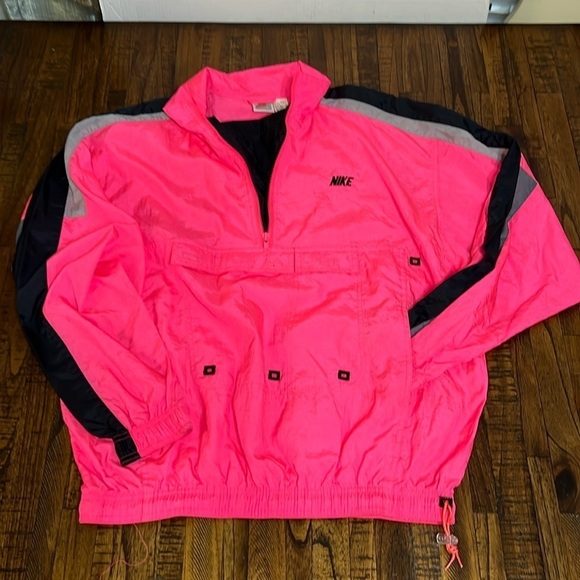Nike Retro Y2K Windbreaker Jacket Pullover Track 1/2 Zip Front Pouch Large - Picture 2 of 15